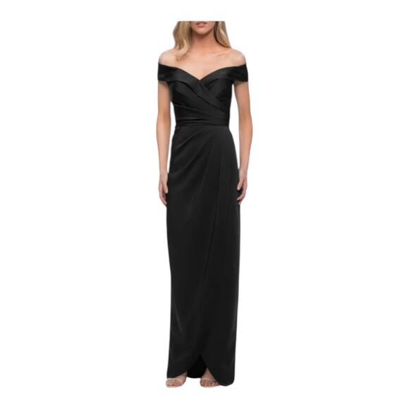 La Femme dress column gown black off the shoulder size 16 - Picture 1 of 7